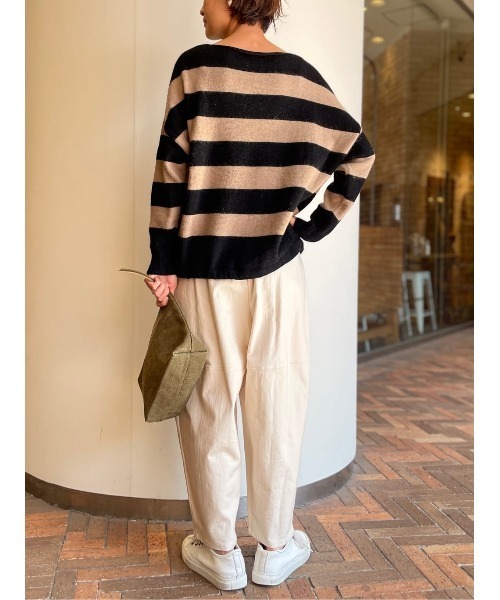 BEARDSLEY（ビアズリー）の「裾リボンボーダーニット（ニット/セーター・レディース・ブラック/グレー・FREE）」の5枚目の写真