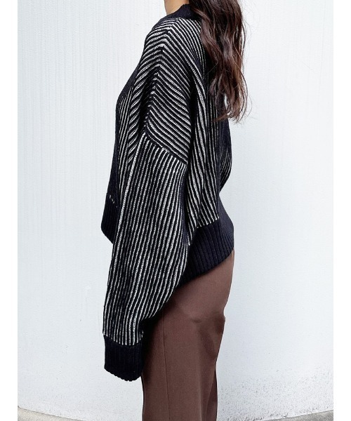 ENVYM（アンビー）の「バイカラーリブニットＰＯ（ニット/セーター・レディース・ブラック/グリーン/Moca・FREE）」の6枚目の写真