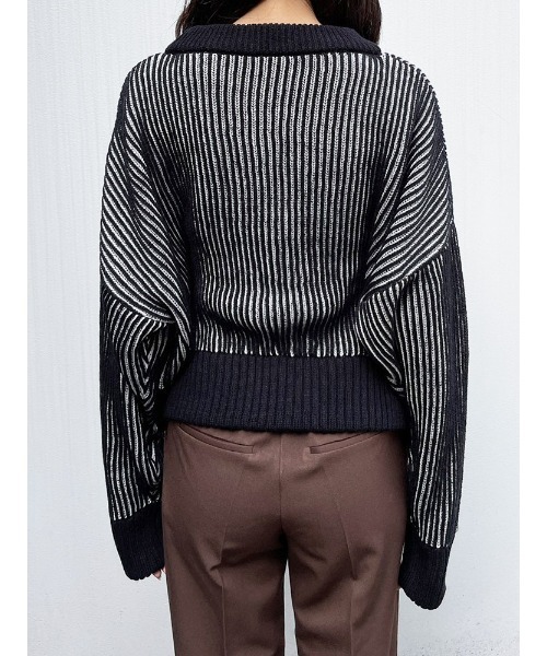 ENVYM（アンビー）の「バイカラーリブニットＰＯ（ニット/セーター・レディース・ブラック/グリーン/Moca・FREE）」の7枚目の写真