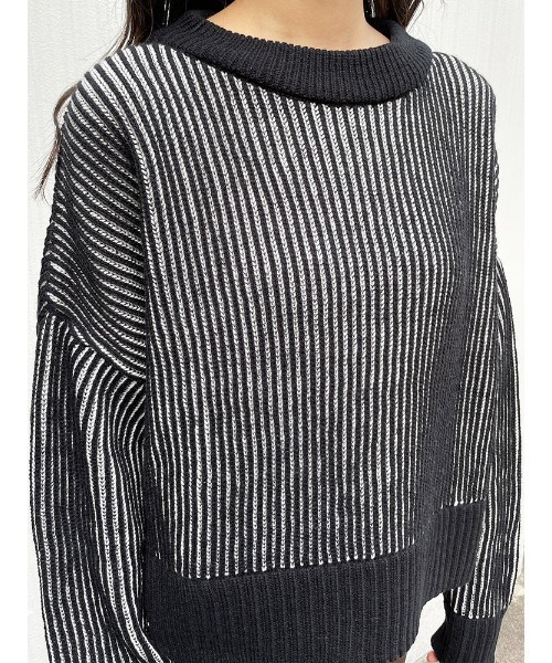 ENVYM（アンビー）の「バイカラーリブニットＰＯ（ニット/セーター・レディース・ブラック/グリーン/Moca・FREE）」の8枚目の写真