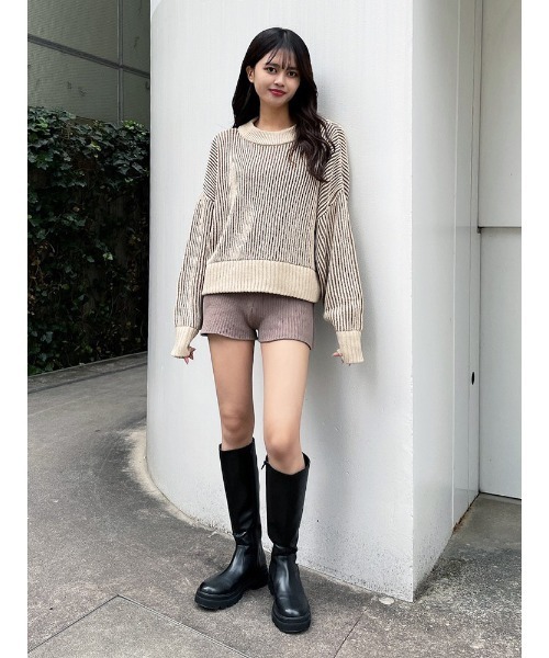 ENVYM（アンビー）の「バイカラーリブニットＰＯ（ニット/セーター・レディース・ブラック/グリーン/Moca・FREE）」の12枚目の写真