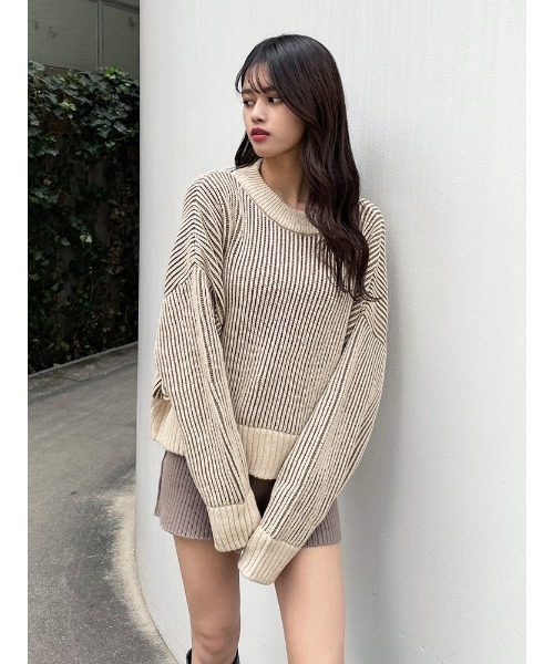 ENVYM（アンビー）の「バイカラーリブニットＰＯ（ニット/セーター・レディース・ブラック/グリーン/Moca・FREE）」の14枚目の写真