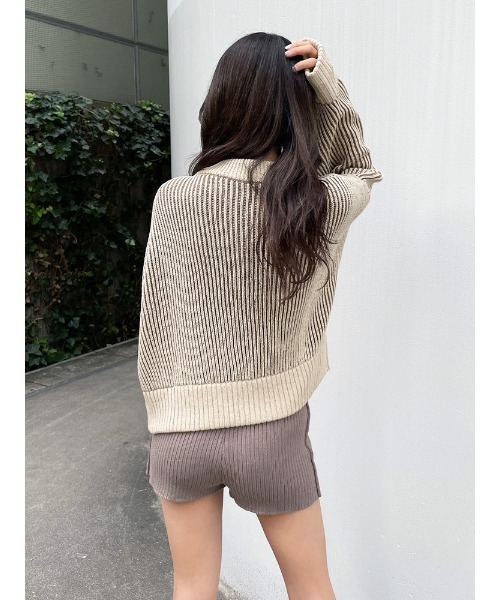 ENVYM（アンビー）の「バイカラーリブニットＰＯ（ニット/セーター・レディース・ブラック/グリーン/Moca・FREE）」の15枚目の写真