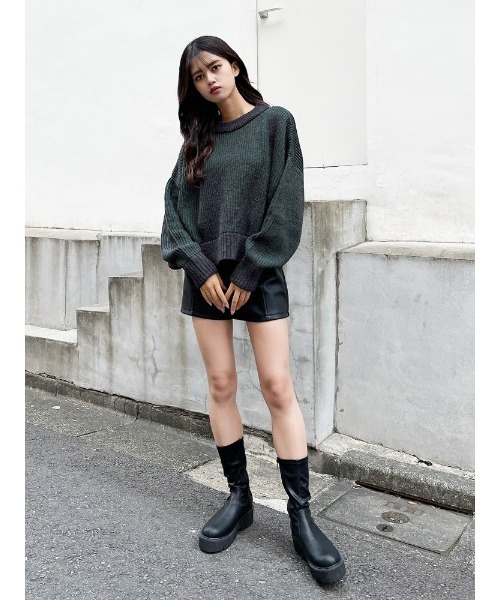 ENVYM（アンビー）の「バイカラーリブニットＰＯ（ニット/セーター・レディース・ブラック/グリーン/Moca・FREE）」の16枚目の写真