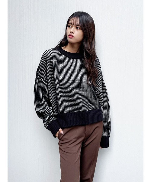 ENVYM（アンビー）の「バイカラーリブニットＰＯ（ニット/セーター・レディース・ブラック/グリーン/Moca・FREE）」の22枚目の写真