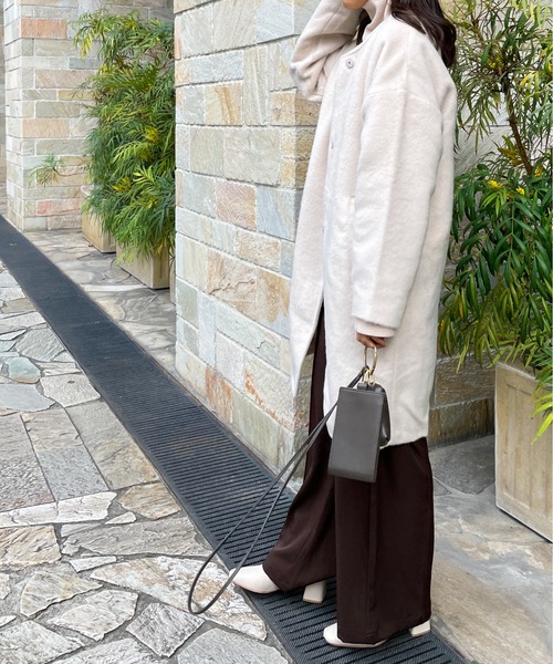 Meli rich(メリーリッチ)の「シャギーノーカラーコート(ノーカラーコート・レディース・アイボリー/ベビーピンク・MEDIUM)」の11枚目の写真