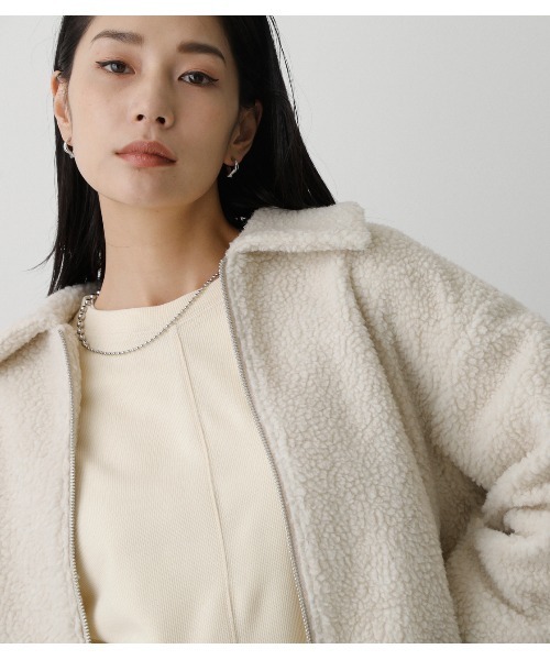 AZUL by moussy（アズールバイマウジー）の「BOA JACKET/ボアジャケット（ブルゾン・レディース・アイボリー/ブラック・SMALL/MEDIUM）」の7枚目の写真