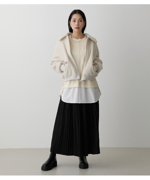 AZUL by moussy（アズールバイマウジー）の「BOA JACKET/ボアジャケット（ブルゾン・レディース・アイボリー/ブラック・SMALL/MEDIUM）」の8枚目の写真