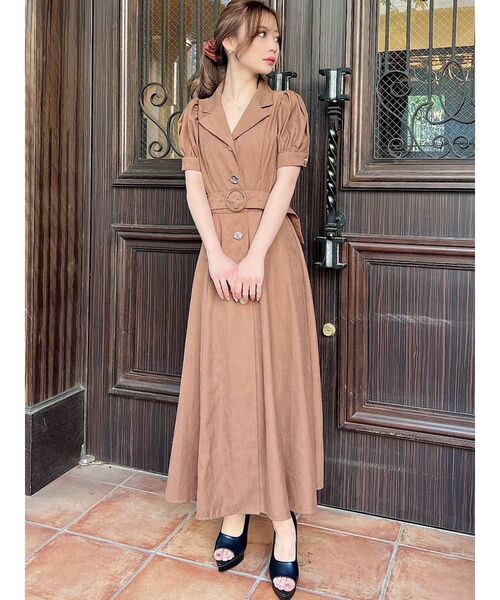 RESEXXY（リゼクシー）の「フロントボタンテーラードワンピース（ワンピース・レディース・ブラック/ブラウン/イエロー/アイボリー・FREE）」の8枚目の写真