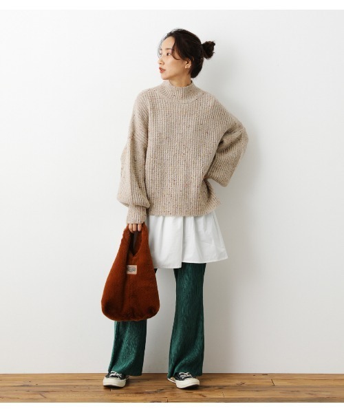 RODEO CROWNS WIDE BOWL（ロデオクラウンズワイドボウル）の「レイヤードニットmixトップス（ニット/セーター・レディース・パープル/杢グレー/アイボリー・FREE）」の7枚目の写真