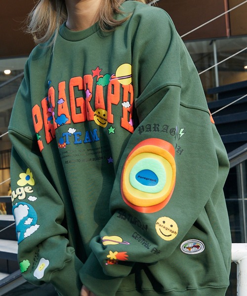 Paragraph（パラグラフ）の「【Paragraph/パラグラフ】PARAGRAPH_NO.43 /Happy Logo Sweat/ハッピーロゴプルオーバースウェット（スウェット・メンズ・パープル/グリーン/ベージュ/チャコール/ライトグレー/オレンジ/ブルー・FREE）」の4枚目の写真