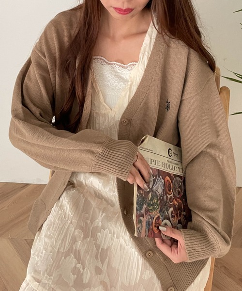 U.S. POLO ASSN.(ユーエスポロアッスン)の「∴WEGO/U.S.POLO ASSN.別注カラーワンポイントカーディガン(カーディガン/ボレロ・レディース・グリーン/ピンク/オフホワイト/ブラック/ロイヤルブルー/杢グレー/ベージュ/オレンジ・FREE)」の12枚目の写真