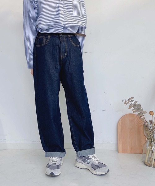 AS KNOW AS plus（アズノゥアズプラス）の「●ベルト付ゆるりカーブパンツ（その他パンツ・レディース・ピンク/インディゴブルー/グリーン/アイボリー/ライトカーキ/チェック/グレイッシュブルー/ブラック系/ブラック/オフホワイト/サックスブルー/グリーン系/ピンク系/ケミカルウォッシュ/ナチュラル/ピーコックグリーン系/ブラック系1/オレンジ/ライトイエロー・FREE）」の12枚目の写真