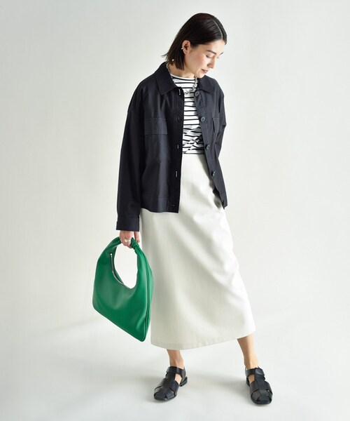 UNTITLED（アンタイトル）の「◆ダブルフェイスジャージ ナロースカート【洗える】（スカート・レディース・アイボリー/ブラック・03/48/02/00/01/04/44/42）」の8枚目の写真