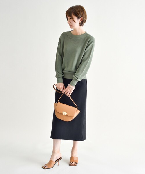 UNTITLED（アンタイトル）の「◆ダブルフェイスジャージ ナロースカート【洗える】（スカート・レディース・アイボリー/ブラック・03/48/02/00/01/04/44/42）」の21枚目の写真