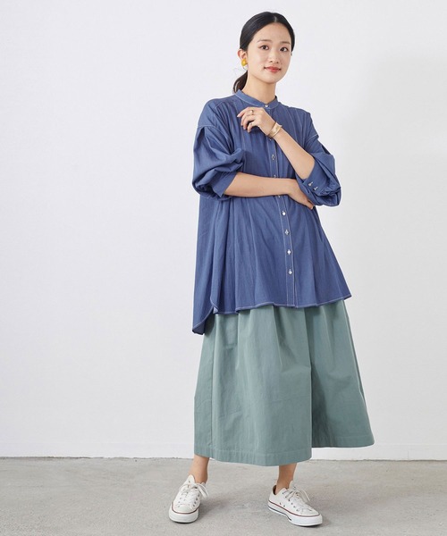 NICOLE white（ニコルホワイト）の「ボリューム袖デニムブラウス（シャツ/ブラウス・レディース・ブラック/ブルー系/オフホワイト・FREE）」の19枚目の写真