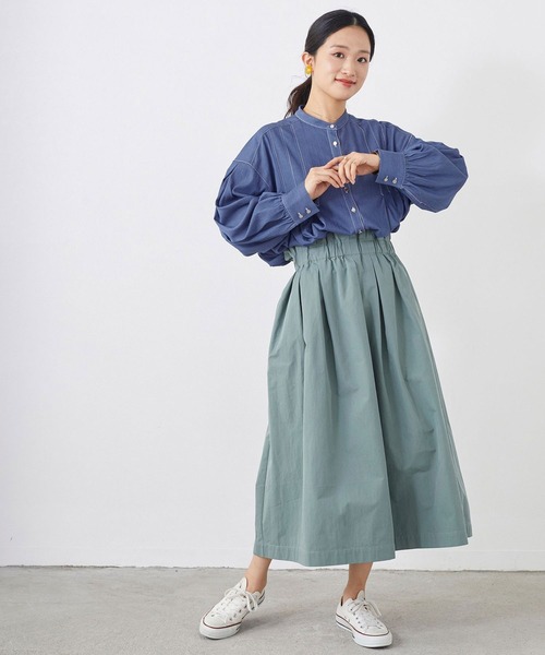 NICOLE white（ニコルホワイト）の「ボリューム袖デニムブラウス（シャツ/ブラウス・レディース・ブラック/ブルー系/オフホワイト・FREE）」の20枚目の写真