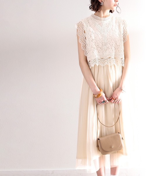 classicalelf（クラシカルエルフ）の「高まるロマンティックムード。結婚式にも。コットンレースドッキングワンピース（ドレス・レディース・アイボリー/ブラック/グレー・LARGE/MEDIUM/SMALL/X-LARGE）」の18枚目の写真