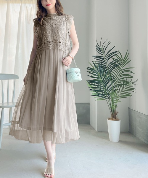 classicalelf（クラシカルエルフ）の「高まるロマンティックムード。結婚式にも。コットンレースドッキングワンピース（ドレス・レディース・アイボリー/ブラック/グレー・LARGE/MEDIUM/SMALL/X-LARGE）」の20枚目の写真