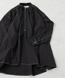 PUAL CE CIN | 綿テンセル配色ステッチチュニックブラウス(シャツ/ブラウス)