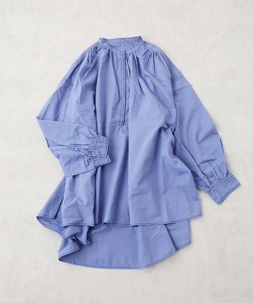 PUAL CE CIN（ピュアルセシン）の「綿テンセル配色ステッチチュニックブラウス（シャツ/ブラウス・レディース・ホワイト/ブラック/ライラック・FREE）」の12枚目の写真