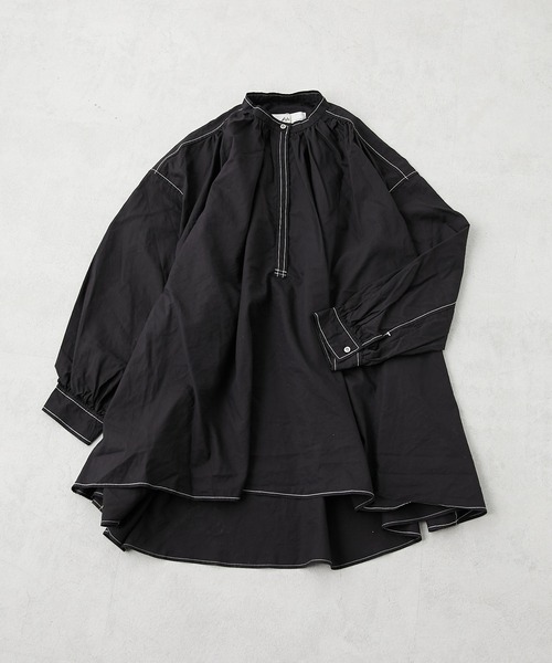 PUAL CE CIN（ピュアルセシン）の「綿テンセル配色ステッチチュニックブラウス（シャツ/ブラウス・レディース・ホワイト/ブラック/ライラック・FREE）」の22枚目の写真