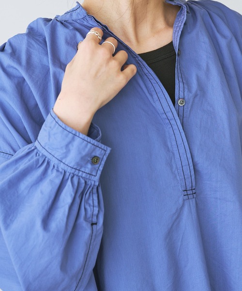 PUAL CE CIN（ピュアルセシン）の「綿テンセル配色ステッチチュニックブラウス（シャツ/ブラウス・レディース・ホワイト/ブラック/ライラック・FREE）」の18枚目の写真