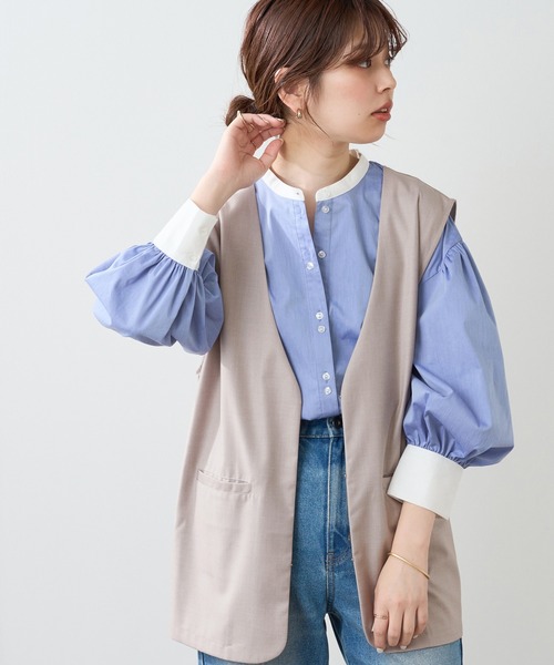 natural couture（ナチュラルクチュール）の「シンプルに着飾る　ちょっと大人なマニッシュベスト（ベスト・レディース・ベージュ/ブラウン/モカ・FREE）」の17枚目の写真