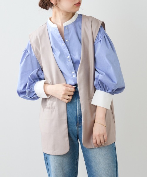 natural couture（ナチュラルクチュール）の「シンプルに着飾る　ちょっと大人なマニッシュベスト（ベスト・レディース・ベージュ/ブラウン/モカ・FREE）」の22枚目の写真