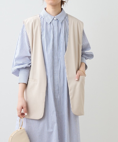 natural couture（ナチュラルクチュール）の「シンプルに着飾る　ちょっと大人なマニッシュベスト（ベスト・レディース・ベージュ/ブラウン/モカ・FREE）」の9枚目の写真