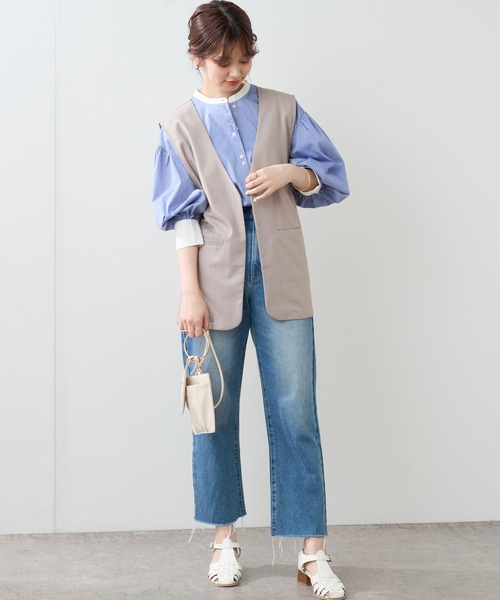 natural couture（ナチュラルクチュール）の「シンプルに着飾る　ちょっと大人なマニッシュベスト（ベスト・レディース・ベージュ/ブラウン/モカ・FREE）」の6枚目の写真