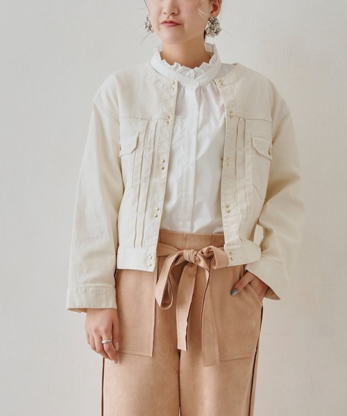 Chez toi(シェトワ)の「フロントデザインゴールドフックノーカラーGジャン(デニムジャケット・レディース・インディゴブルー/ブルー/アイボリー・FREE)」の18枚目の写真
