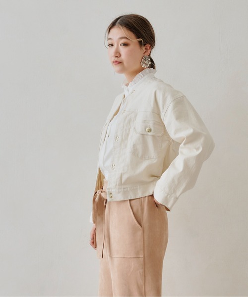 Chez toi(シェトワ)の「フロントデザインゴールドフックノーカラーGジャン(デニムジャケット・レディース・インディゴブルー/ブルー/アイボリー・FREE)」の22枚目の写真