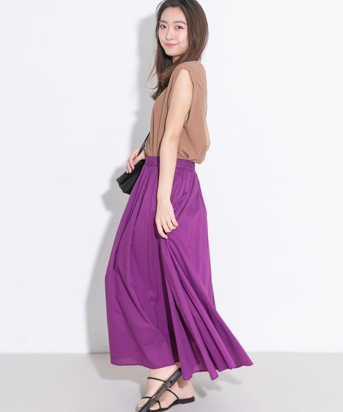 URBAN RESEARCH ROSSO WOMEN（アーバンリサーチ　ロッソ）の「ウエストギャザーロングスカート（スカート・レディース・グリーン/ピンク系その他/ブルー/ブラウン・FREE）」の13枚目の写真