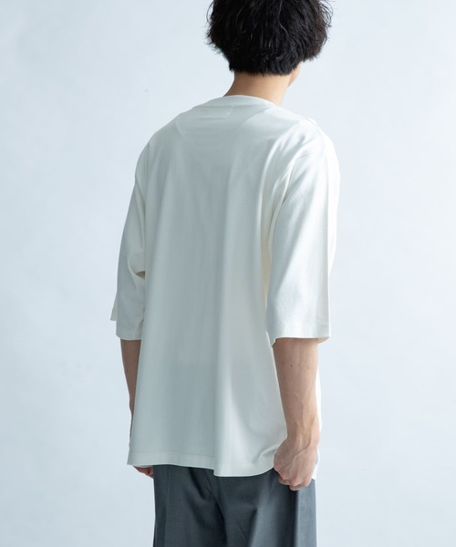 FORK&SPOON（フォークアンドスプーン）の「『ユニセックス』FORK&SPOON　セミシルケット5分袖カットソー（Tシャツ/カットソー・メンズ・ブルー系その他/オフホワイト/ベージュ/ネイビー・5/4）」の5枚目の写真