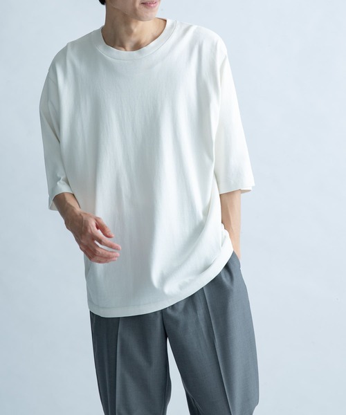 FORK&SPOON（フォークアンドスプーン）の「『ユニセックス』FORK&SPOON　セミシルケット5分袖カットソー（Tシャツ/カットソー・メンズ・ブルー系その他/オフホワイト/ベージュ/ネイビー・5/4）」の7枚目の写真