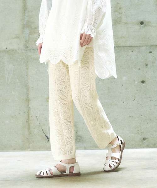 PUAL CE CIN(ピュアルセシン)の「すかし編みパンツ(その他パンツ・レディース・グレー/ナチュラル・FREE)」の1枚目の写真