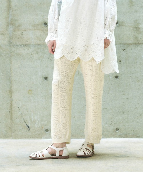 PUAL CE CIN(ピュアルセシン)の「すかし編みパンツ(その他パンツ・レディース・グレー/ナチュラル・FREE)」の5枚目の写真