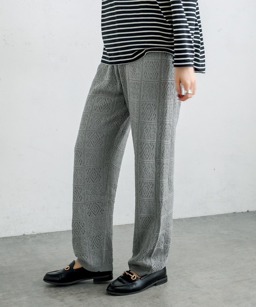 PUAL CE CIN(ピュアルセシン)の「すかし編みパンツ(その他パンツ・レディース・グレー/ナチュラル・FREE)」の7枚目の写真