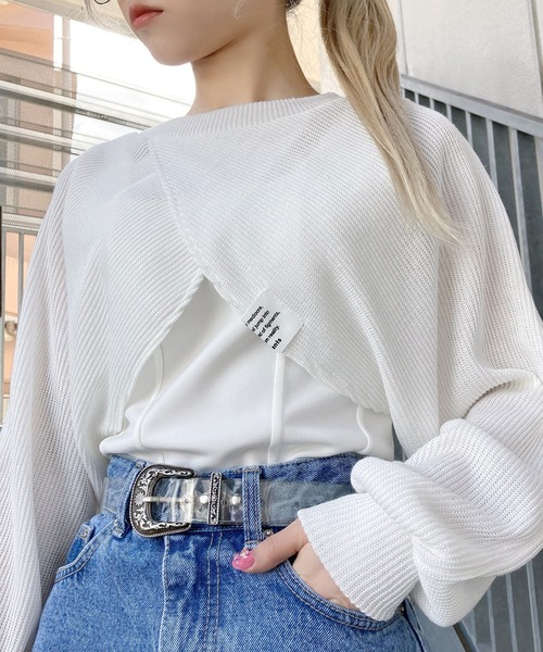 Figments（フィグメンツ）の「クロップドタンクトップ（タンクトップ・レディース・ホワイト/ブラック・FREE）」の4枚目の写真