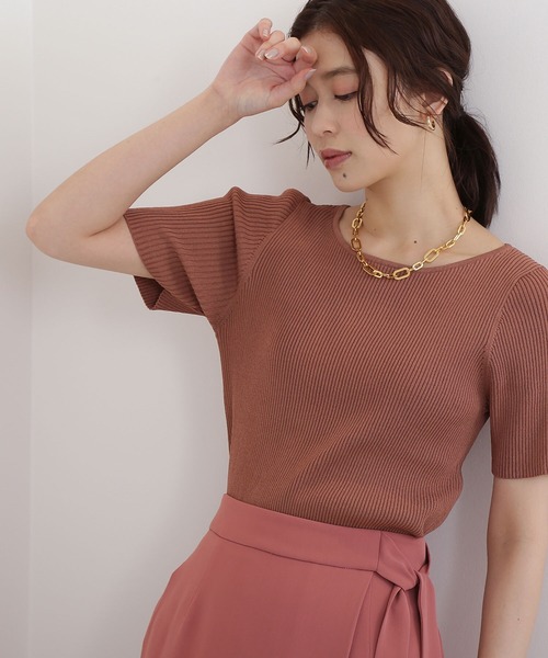 NATURAL BEAUTY BASIC（ナチュラルビューティーベーシック）の「ベーシックリブニット（ニット/セーター・レディース・ブラック/ブラウン/ブルー・MEDIUM）」の3枚目の写真