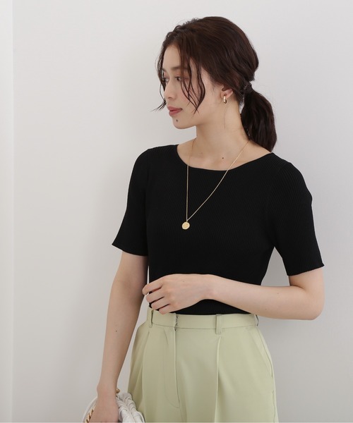 NATURAL BEAUTY BASIC（ナチュラルビューティーベーシック）の「ベーシックリブニット（ニット/セーター・レディース・ブラック/ブラウン/ブルー・MEDIUM）」の5枚目の写真