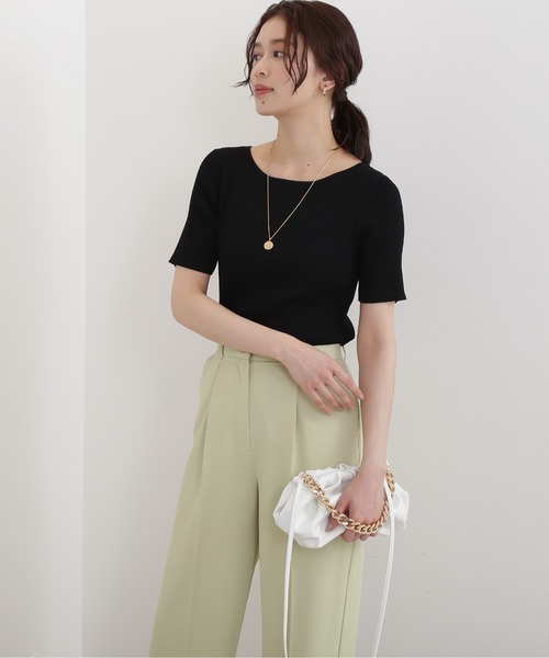 NATURAL BEAUTY BASIC（ナチュラルビューティーベーシック）の「ベーシックリブニット（ニット/セーター・レディース・ブラック/ブラウン/ブルー・MEDIUM）」の6枚目の写真