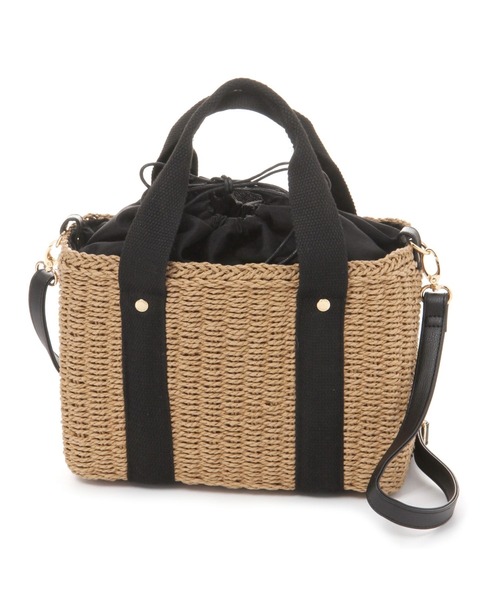 LEPSIM（レプシィム）の「【WEB限定】ペーパーミニTOTE　263007（かごバッグ・レディース・ブラック/ベージュ/グレイッシュベージュ・ONE SIZE）」の6枚目の写真