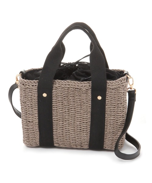 LEPSIM（レプシィム）の「【WEB限定】ペーパーミニTOTE　263007（かごバッグ・レディース・ブラック/ベージュ/グレイッシュベージュ・ONE SIZE）」の8枚目の写真