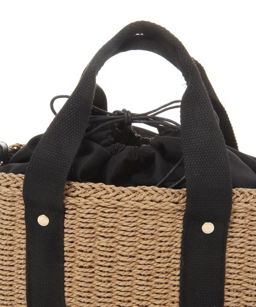 LEPSIM（レプシィム）の「【WEB限定】ペーパーミニTOTE　263007（かごバッグ・レディース・ブラック/ベージュ/グレイッシュベージュ・ONE SIZE）」の5枚目の写真