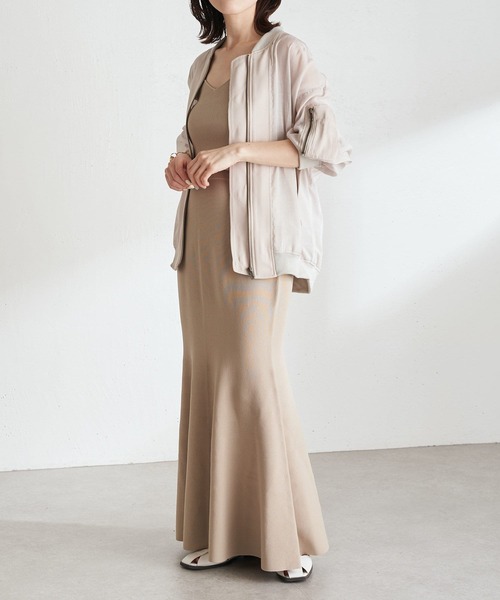 COLLAGE GALLARDAGALANTE(コラージュガリャルダガランテ)の「夏まで着るアウター/シアーMA-1(MA-1・レディース・ブラック/ライトベージュ・FREE)」の4枚目の写真