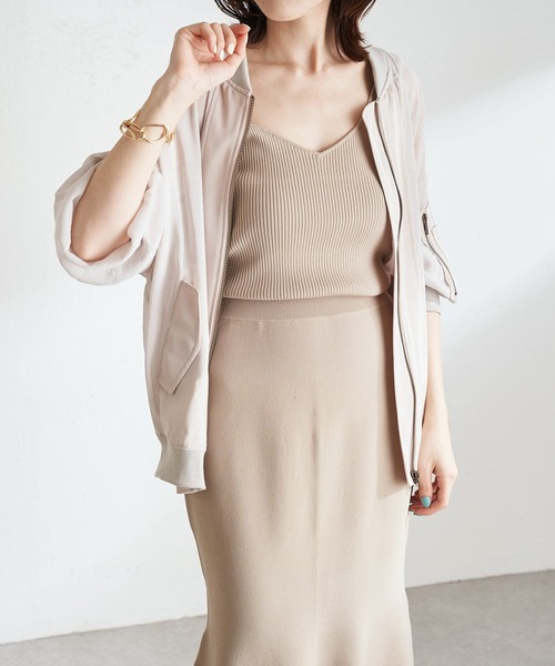 COLLAGE GALLARDAGALANTE(コラージュガリャルダガランテ)の「夏まで着るアウター/シアーMA-1(MA-1・レディース・ブラック/ライトベージュ・FREE)」の7枚目の写真