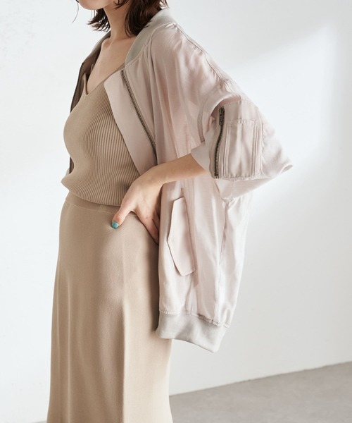 COLLAGE GALLARDAGALANTE(コラージュガリャルダガランテ)の「夏まで着るアウター/シアーMA-1(MA-1・レディース・ブラック/ライトベージュ・FREE)」の8枚目の写真