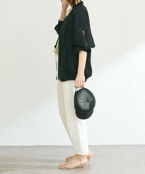 COLLAGE GALLARDAGALANTE(コラージュガリャルダガランテ)の「夏まで着るアウター/シアーMA-1(MA-1・レディース・ブラック/ライトベージュ・FREE)」の12枚目の写真